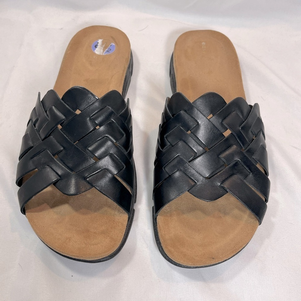 Easy Spirit “Semarsha” Black Woven Slide Sandals